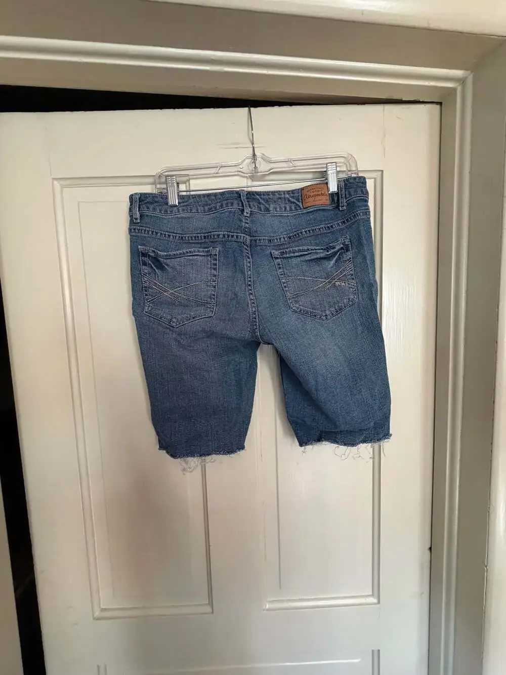 Aeropostale Women's Distressed Denim Bermuda Shorts with Raw Hem, Size 12